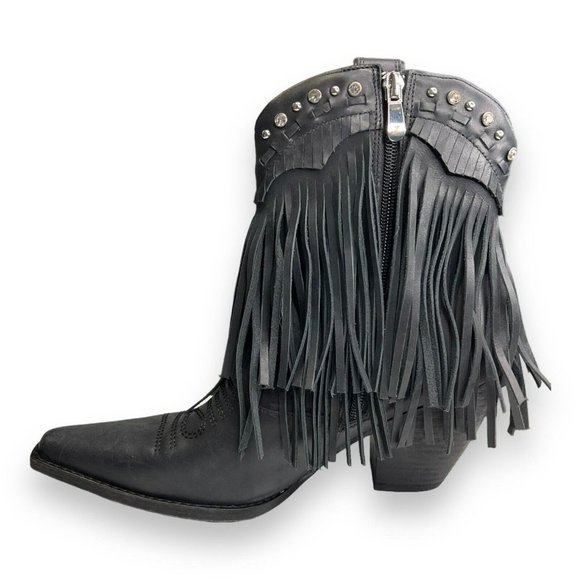 Zigi Finlandia Fringe Western Boot Black Size 7 Women's New - Picture 5 of 10